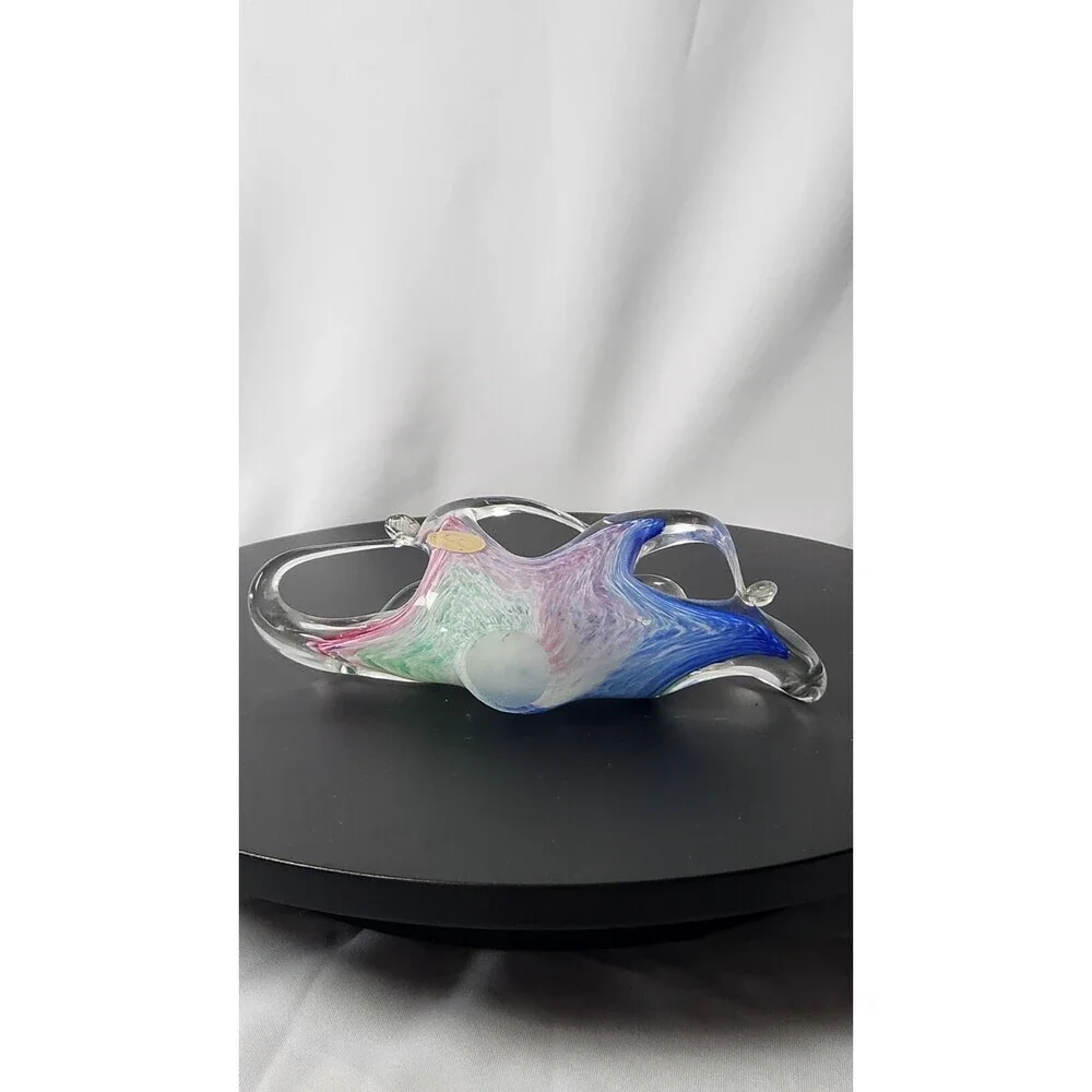 Murano Style Colorful Art Glass Napkin/Envelope Holder Prestine